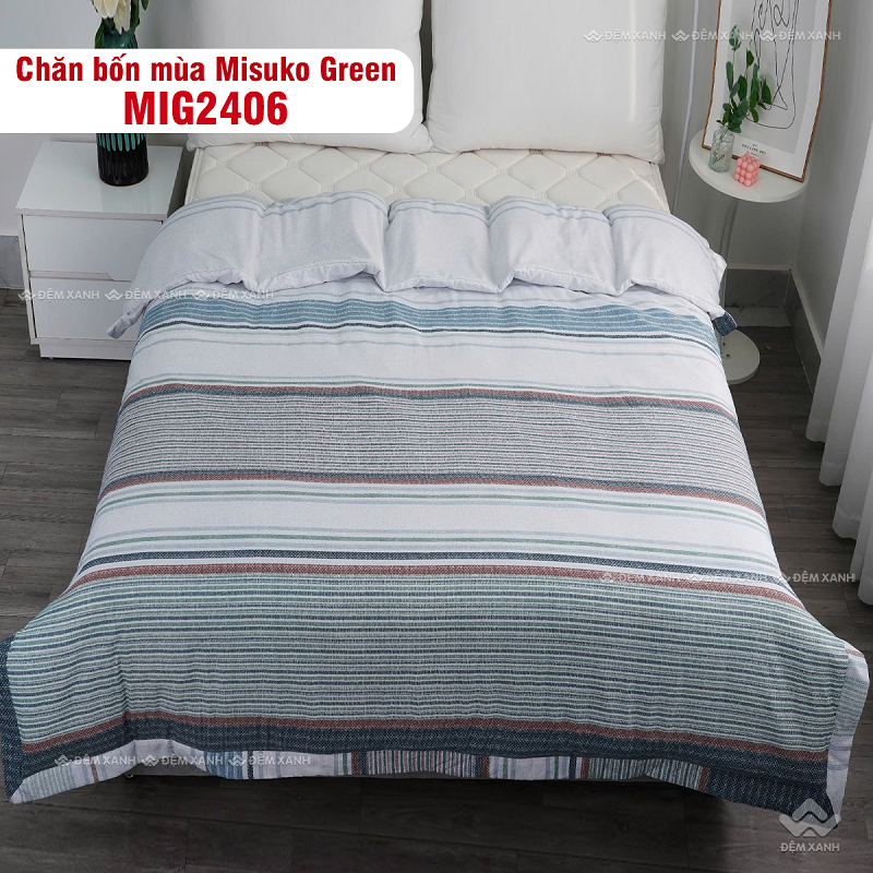 Chăn bốn mùa Misuko Green sở hữu thiết kế tinh tế cùng chất liệu cao cấp